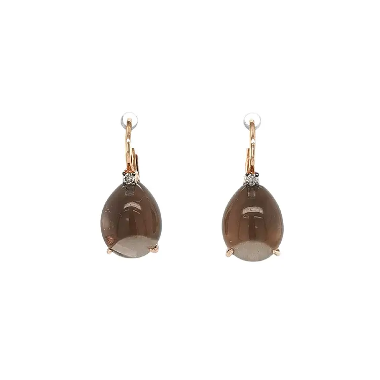 Gold Earrings with Browns and Diamonds