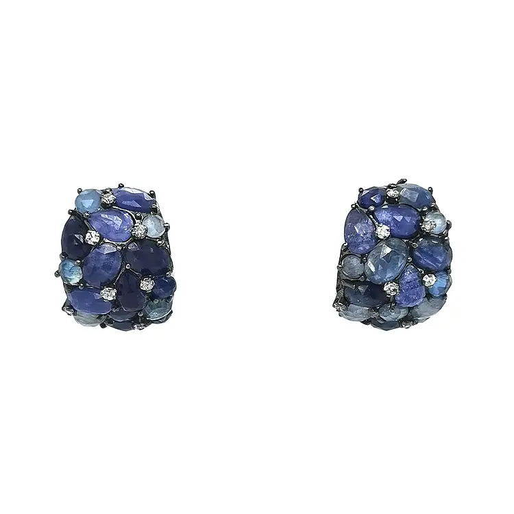 Gold Earrings with Sapphires and Diamonds