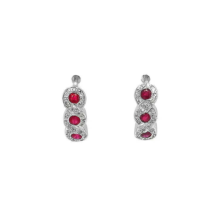 Gold Earrings with Rubies and Diamonds
