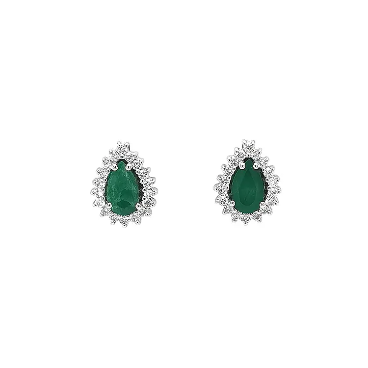 Gold Earrings with Emeralds and Diamonds