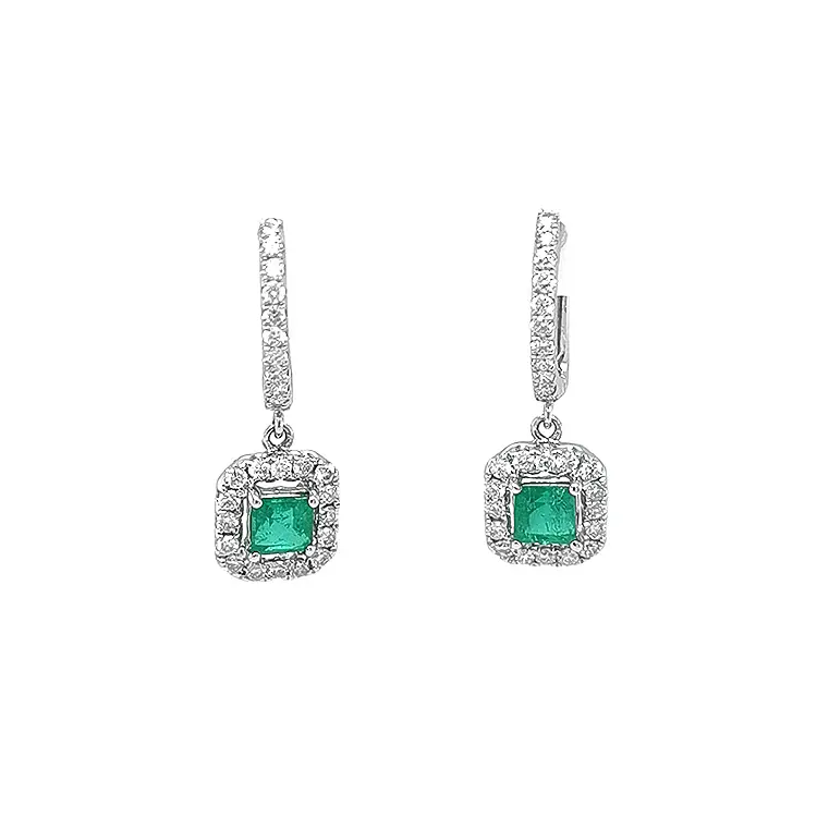 Gold Earrings with Emeralds and Diamonds