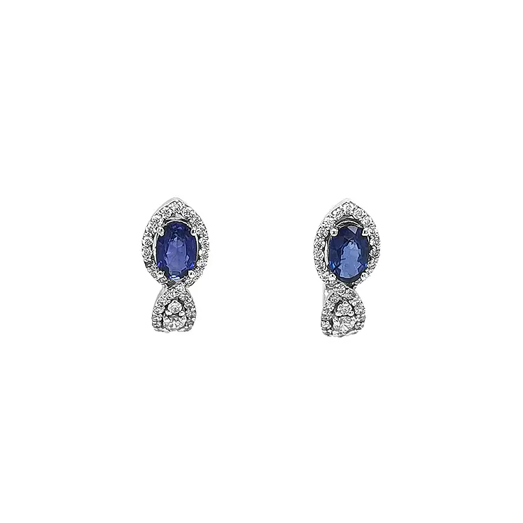 Gold Earrings with Sapphires and Diamonds