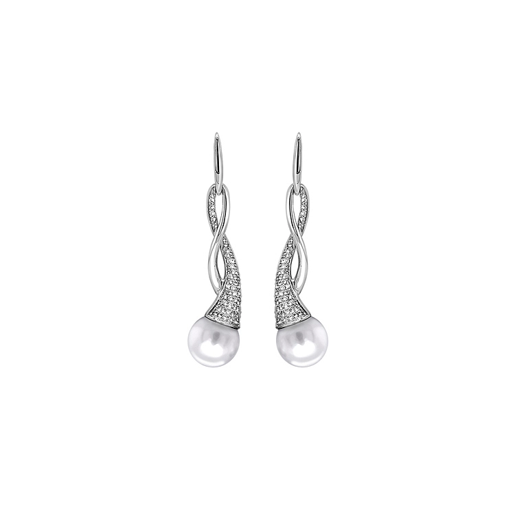 Gold Earrings Natural Pearls and Diamonds