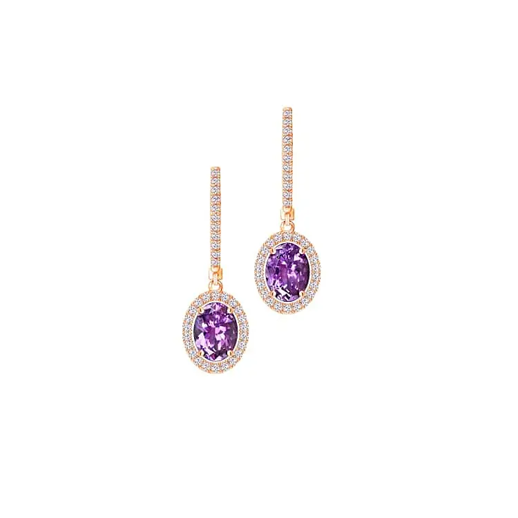 Gold Earrings with Amethysts and Diamonds