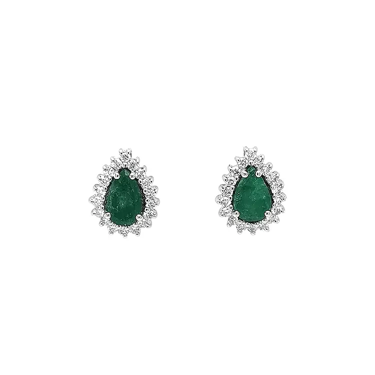 Gold Earrings with Emeralds and Diamonds