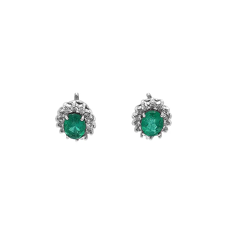 Gold Earrings with Emeralds and Diamonds