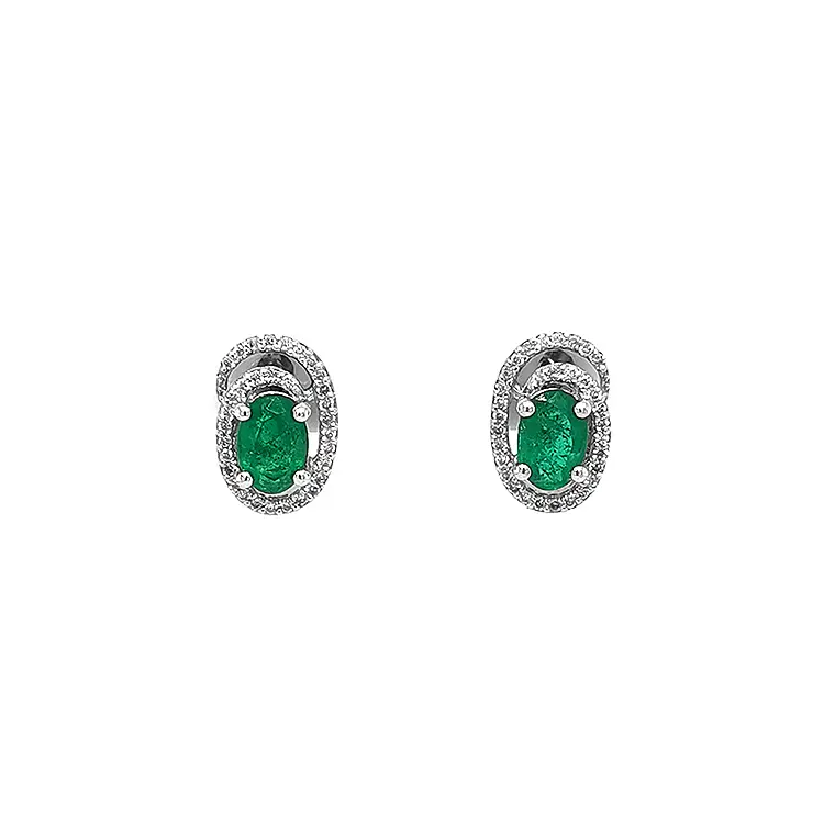 Gold Earrings with Emeralds and Diamonds