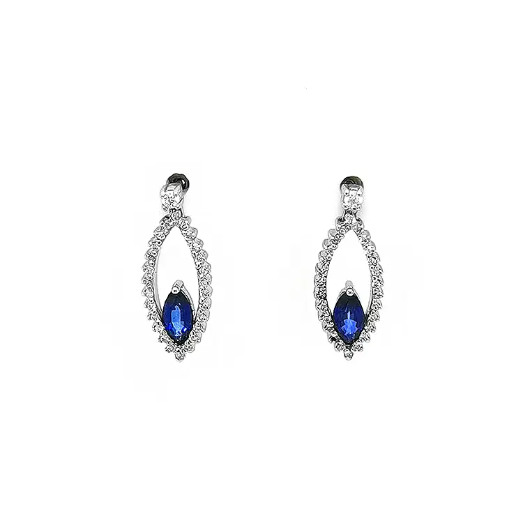 Gold Earrings with Sapphires and Diamonds