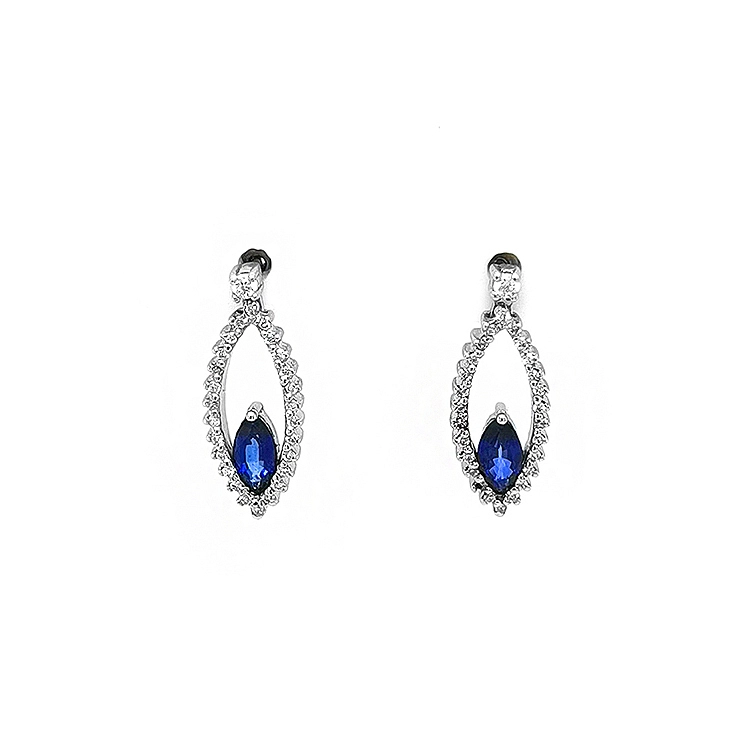 Gold Earrings with Sapphires and Diamonds