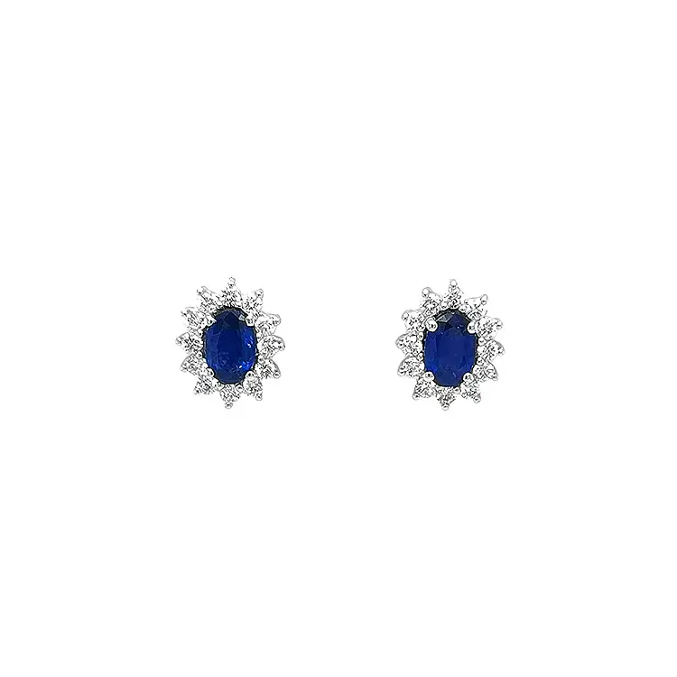 Gold Earrings with Sapphires and Diamonds
