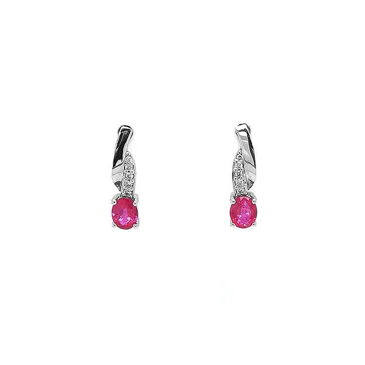 Gold Earrings with Rubies and Diamonds