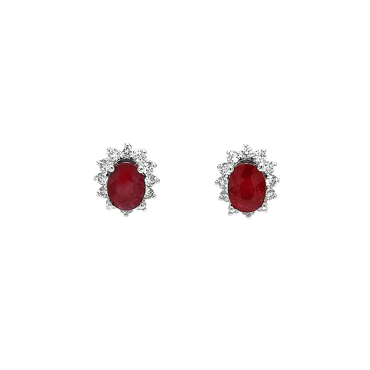Gold Earrings with Rubies and Diamonds