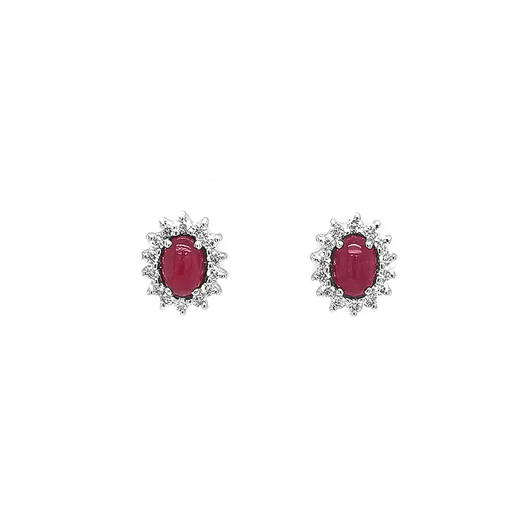 Gold Earrings with Rubies and Diamonds