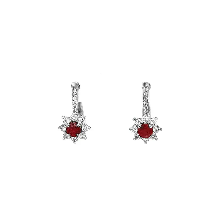 Gold Earrings with Rubies and Diamonds