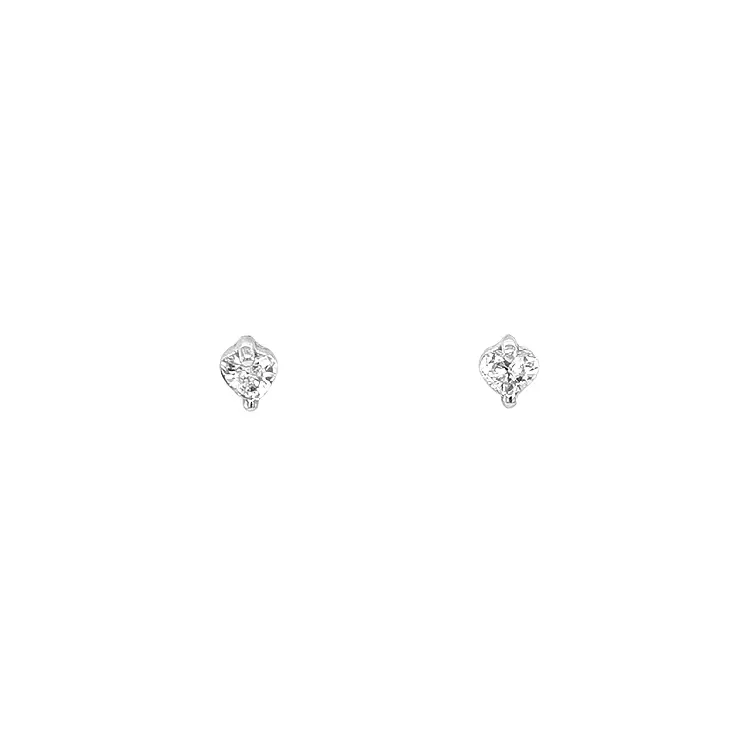 Gold Earrings in Heart Shape with Diamonds
