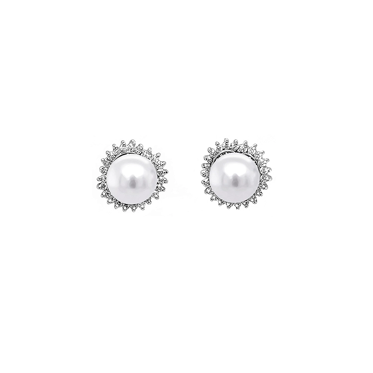 Gold Earrings Natural Pearls and Diamonds