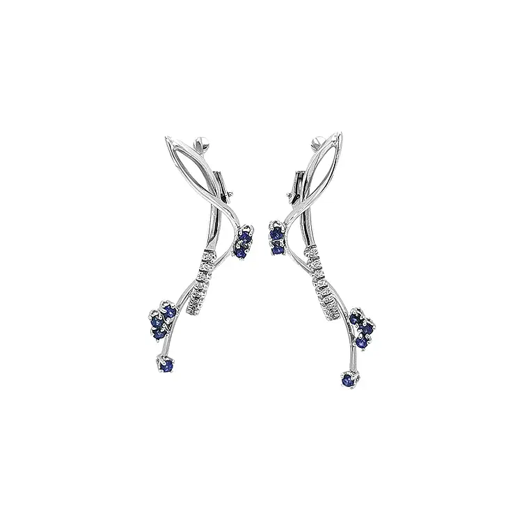 Gold Earrings with Sapphires and Diamonds