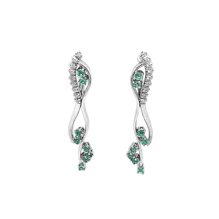 Gold Earrings with Emeralds and Diamonds