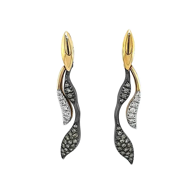 Gold Earrings with Brown and White Diamonds