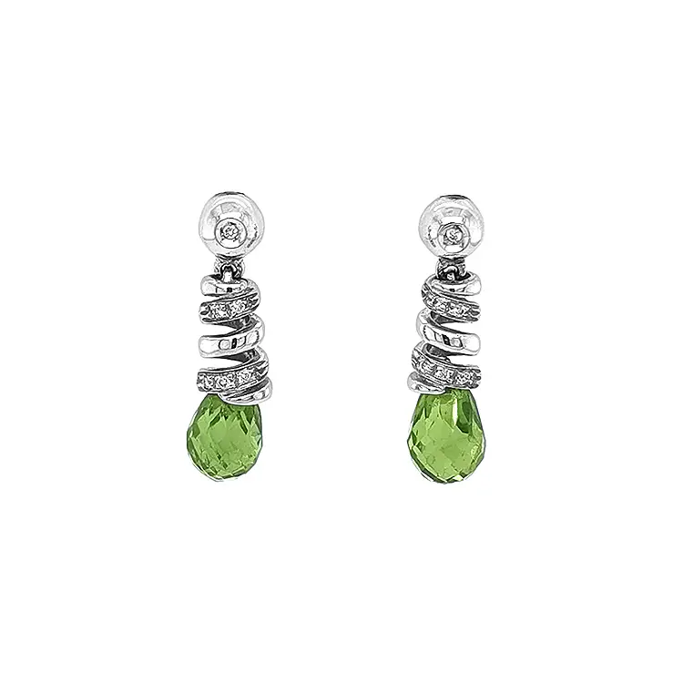 Gold Earrings with Peridots and Diamonds