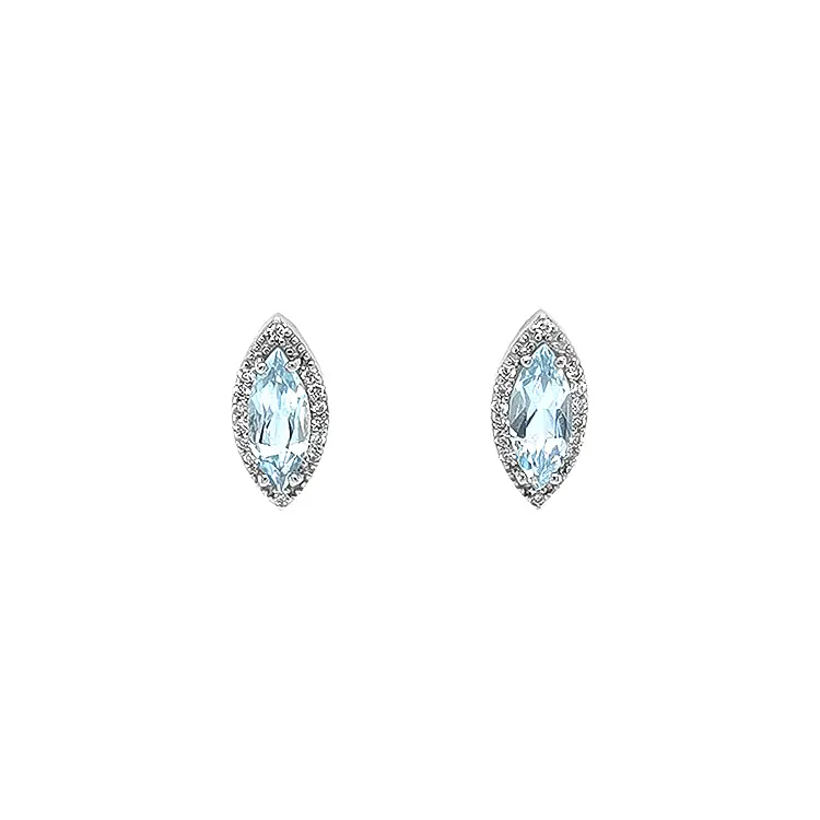 Gold Earrings with Blue Topaz and Diamonds