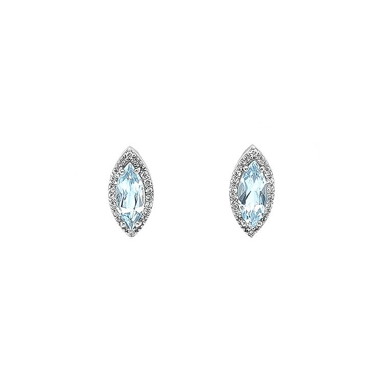 Gold Earrings with Blue Topaz and Diamonds