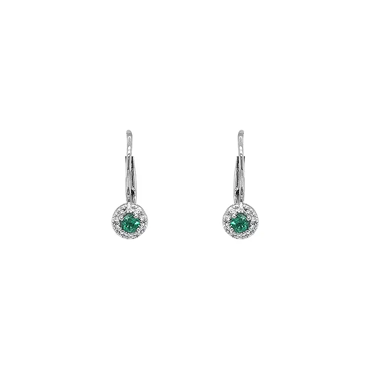 Gold earrings with emeralds and diamonds