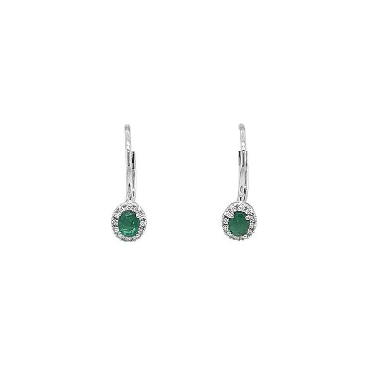 Gold earrings with emeralds and diamonds