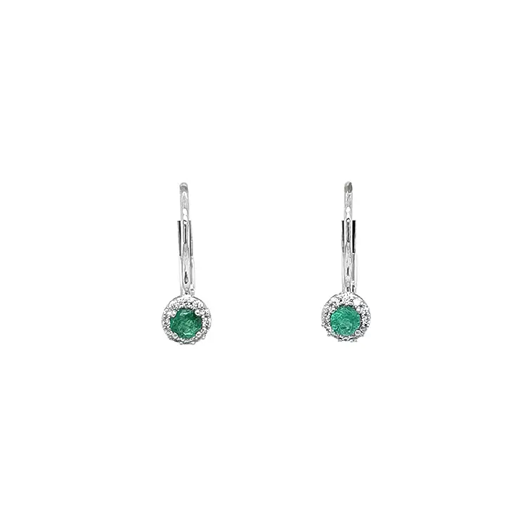 Emerald earrings with white gold diamonds