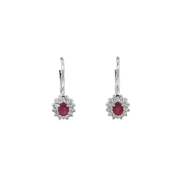 Ruby earrings with white gold diamonds