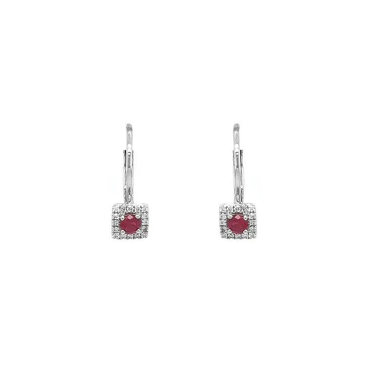 Ruby earrings with white gold diamonds