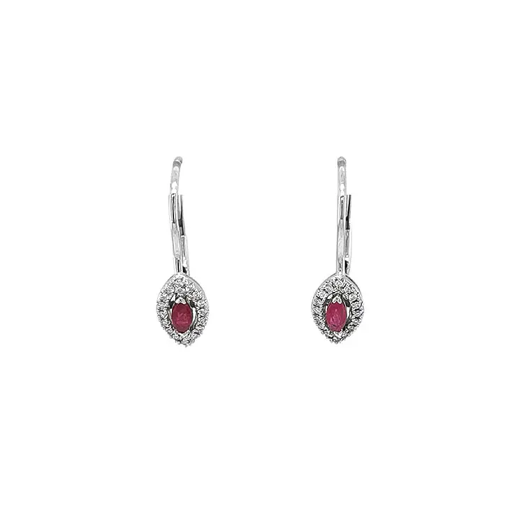 Ruby earrings with white gold diamonds