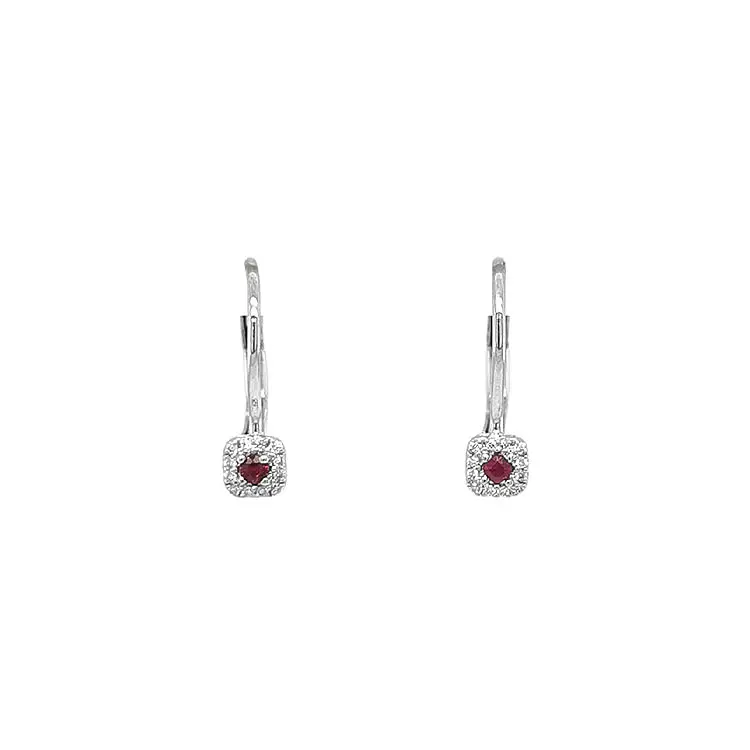 Ruby earrings with white gold diamonds