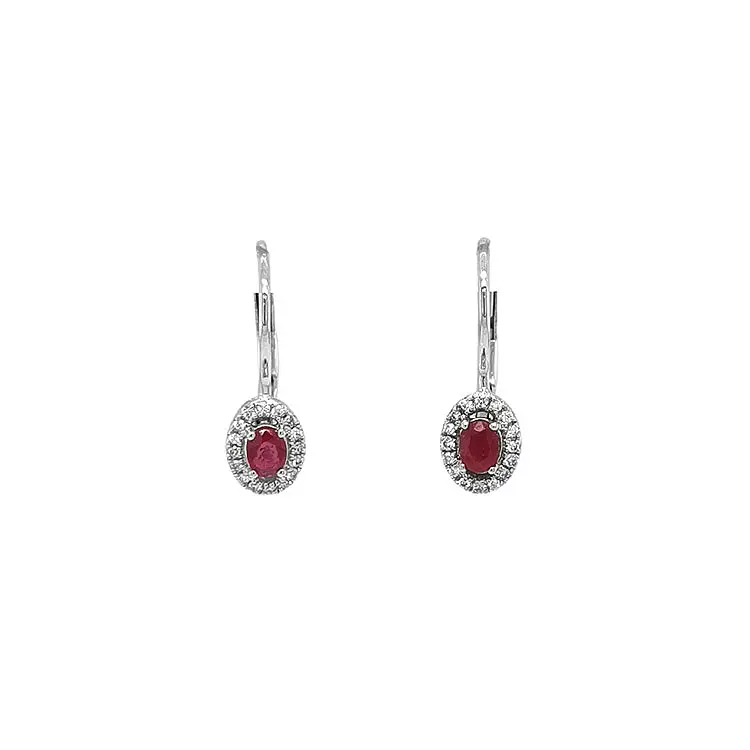 Ruby earrings with white gold diamonds