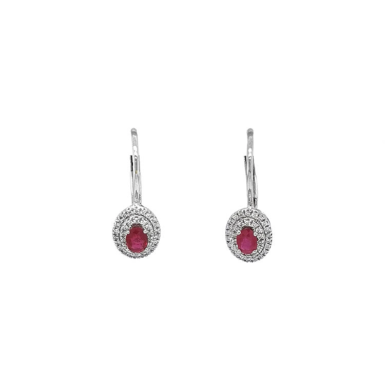 Gold Earrings with Rubies and Diamonds