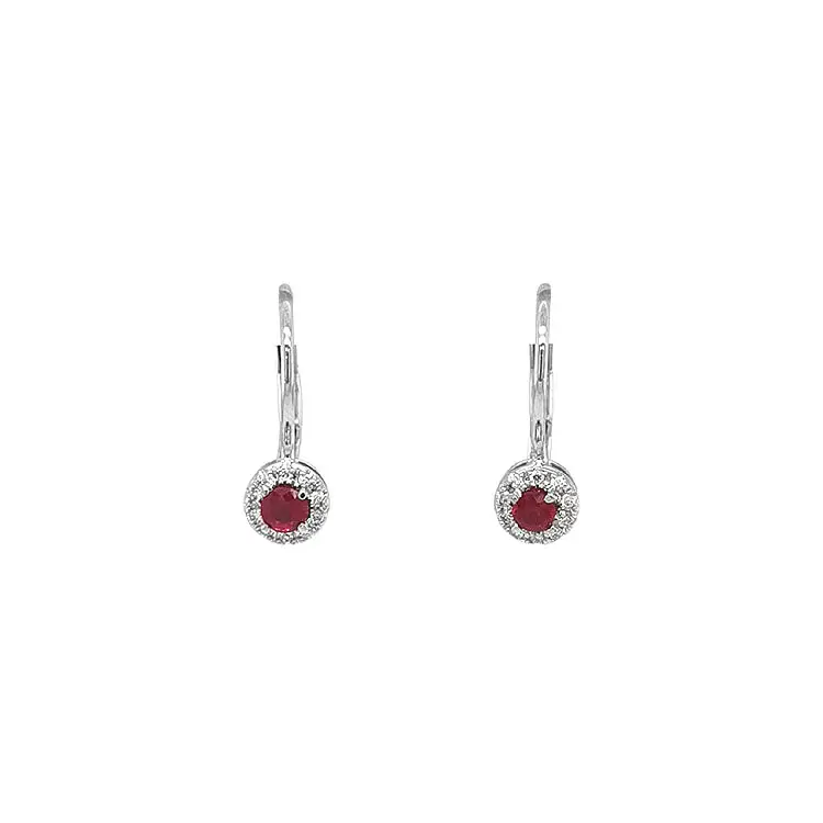 Ruby earrings with diamonds in solid gold