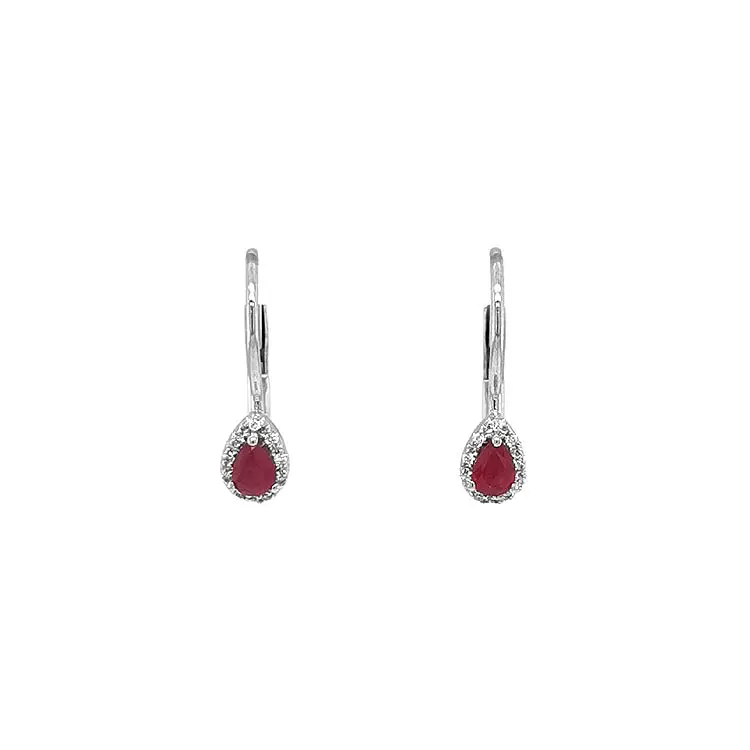 Ruby earrings with white gold diamonds
