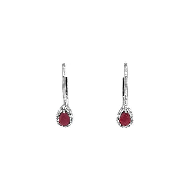 Ruby earrings with white gold diamonds
