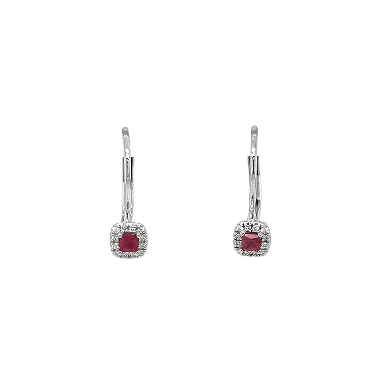 Ruby earrings with white gold diamonds