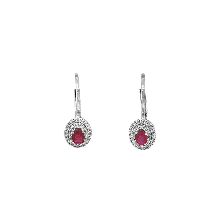 Ruby earrings with white gold diamonds