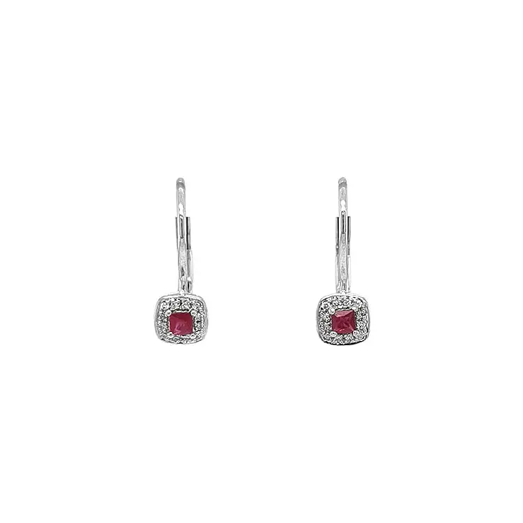 Ruby earrings with white gold diamonds