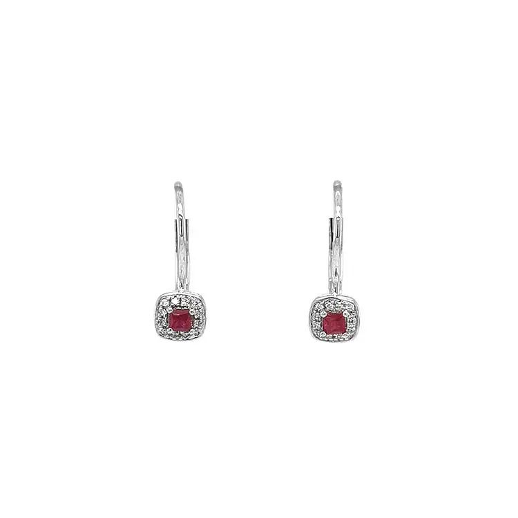 Ruby earrings with white gold diamonds