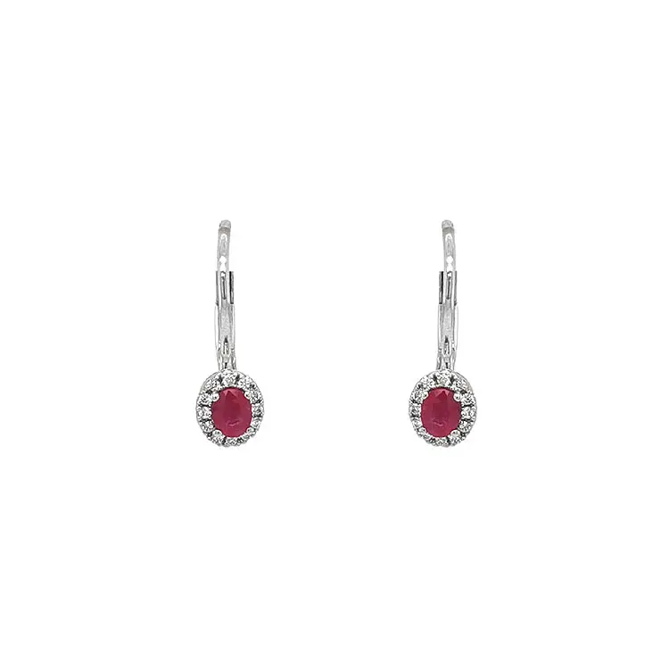 Ruby earrings with white gold diamonds
