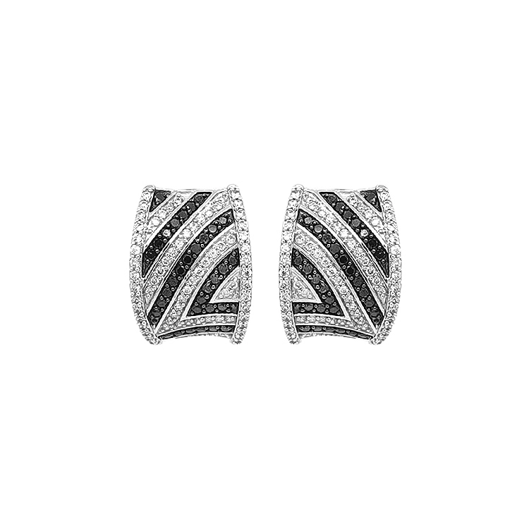 Gold Earrings with Black and White Diamonds