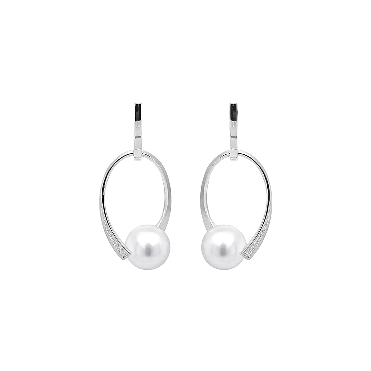 Gold Earrings Natural Pearls and Diamonds