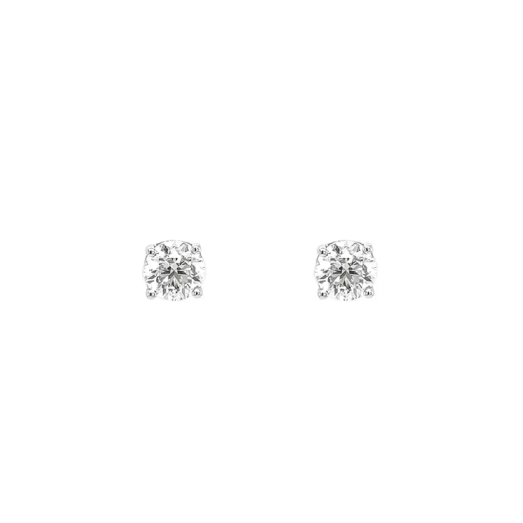 Gold stud earrings with diamonds