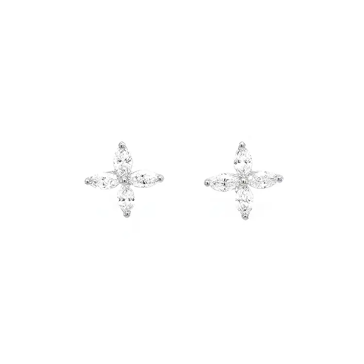 Gold stud earrings with diamonds