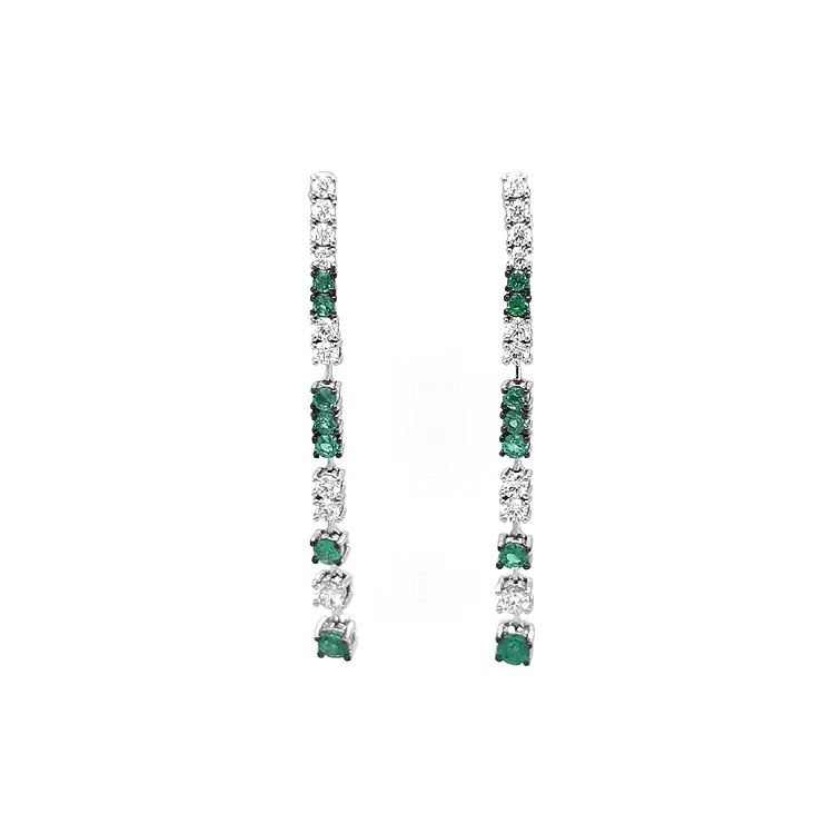 Gold Earrings with Emeralds and Diamonds