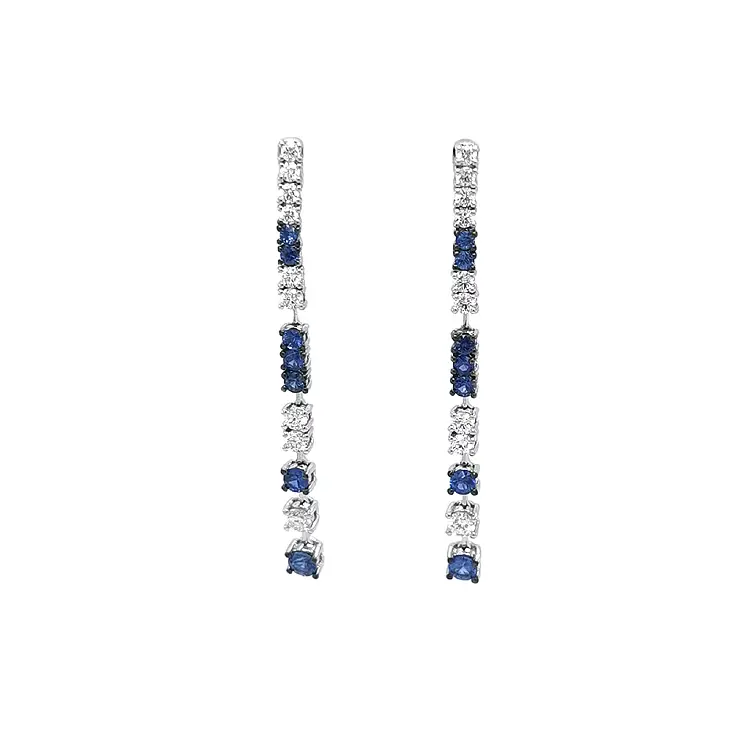 Gold Earrings with Sapphires and Diamonds