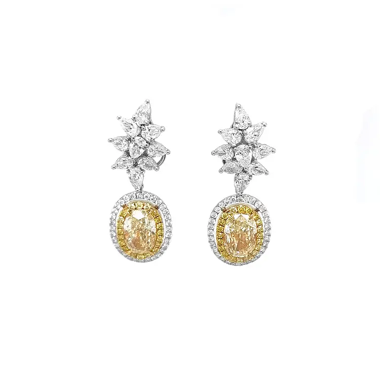 Gold Earrings with Yellow Diamond